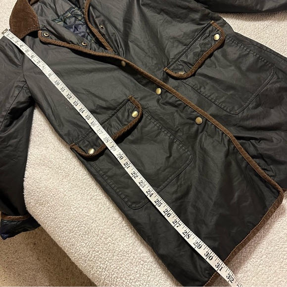 Lauren Ralph Lauren Black Waxed Canvas Barn Jacket Chore Coat Quilted Plaid VTG - Picture 4 of 12